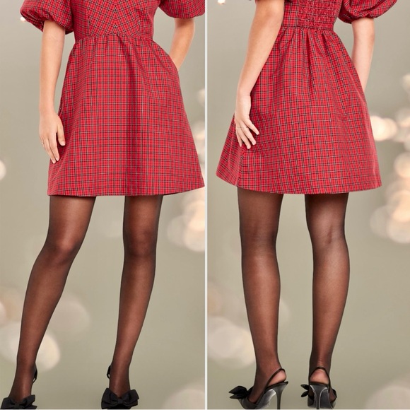 NWT Elegant Red Plaid Dress - Picture 6 of 16